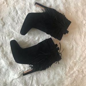 Black Fringe Suede Boots